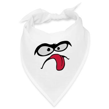 Dicke Augenbrauen Comic Gesicht Zunge Rausstrecken - Bandana - Weiß - Vorne