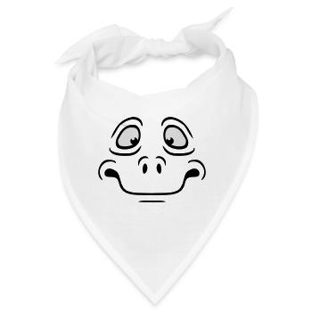 Unsicheres Ängstliches Comic Cartoon Gesicht - Bandana - Weiß - Vorne