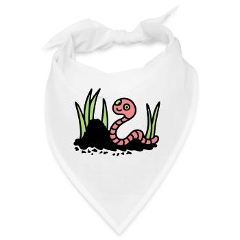 Regenwurm Erde - 3 - Bandana - Weiß - Vorne