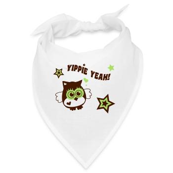 Eule - Yippie Yeah! - Bandana - Weiß - Vorne