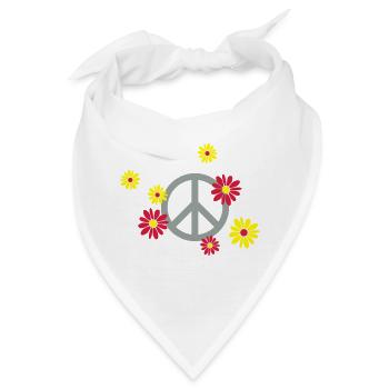 Peace-Zeichen Blume Flower Power Pazifist Aktivist - Bandana - Weiß - Vorne