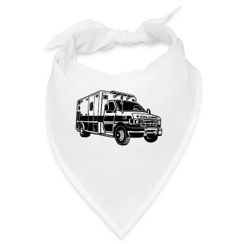 Krankenwagen / Rettungswagen 01_schwarz - Bandana - Weiß - Vorne