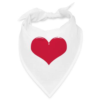 Herz rot - Bandana - Weiß - Vorne
