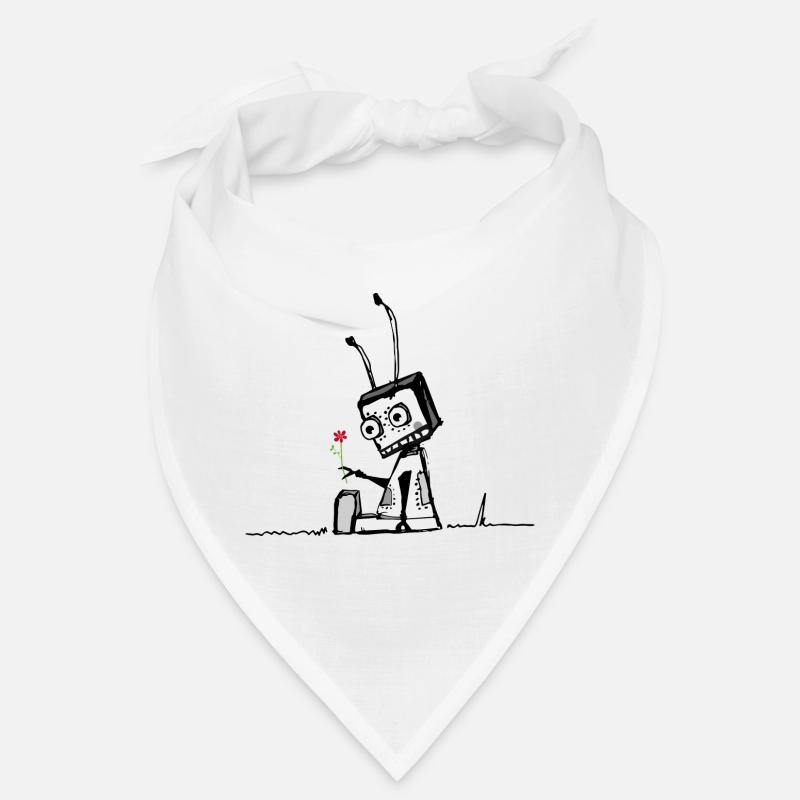Roboter mit einer Blume - Bandana - Weiß