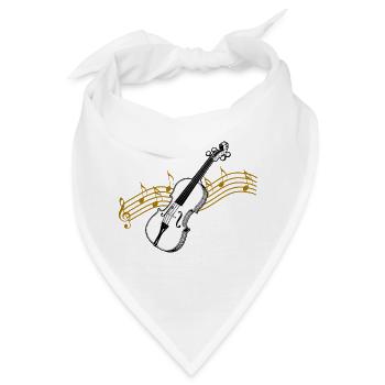 Geige mit Noten / Geige - Bandana - Weiß - Vorne