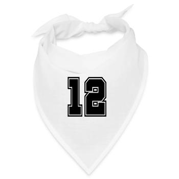 12 Rückennummer Collegestyle Football Fußball Zahl - Bandana - Weiß - Vorne
