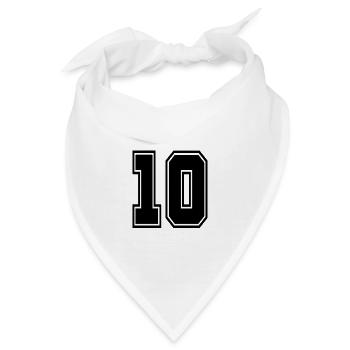 10 Rückennummer Collegestyle Football Fußball Zahl - Bandana - Weiß - Vorne