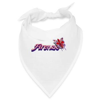 Florenz - Text mit Lilie und Schmetterling - Bandana - Weiß - Vorne