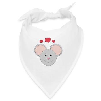 Süße lachende Maus - Geschenk - Geschenkidee - Bandana - Weiß - Vorne