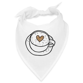 Latte Art: Cappucchino mit Herz - Bandana - Weiß - Vorne