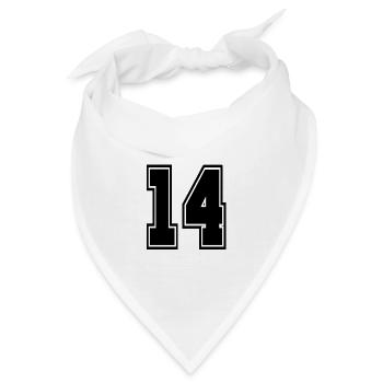 14 Rückennummer Collegestyle Football Fußball Zahl - Bandana - Weiß - Vorne