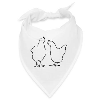Hühner Hennen Huhn Federvieh Geflügel - Bandana - Weiß - Vorne