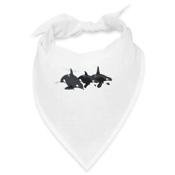 Drei Schwertwale - Bandana - Weiß - Vorne