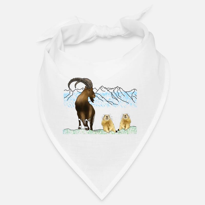 Steinbock, Murmeltiere, Berge - Bandana - Weiß