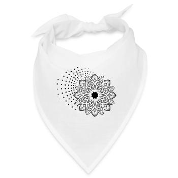 Geometrisches ornamentales Mandala-Blumen-Tattoo-Design - Bandana - Weiß - Vorne