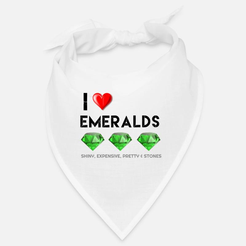 Smaragde, ich liebe Smaragde, Smaragde sind ein Mädchen b - Bandana - Weiß