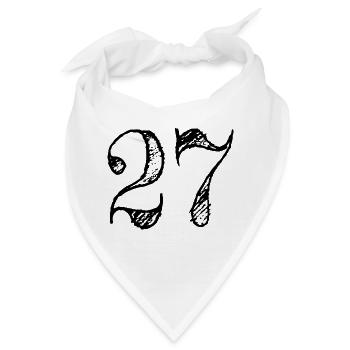 Abbildung 27 Siebenundzwanzig - Nummer 27 (hand-drawn) - Bandana - Weiß - Vorne