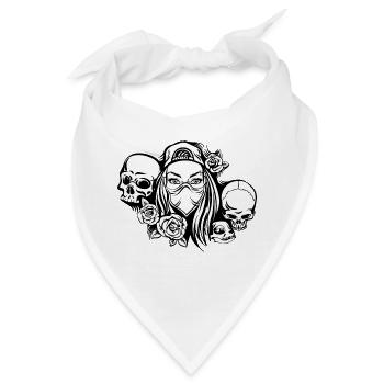 Metal Lady mit Maske - Bandana - Weiß - Vorne