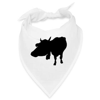 Braunvieh (1c, Milchkuh, Silhouette) - Bandana - Weiß - Vorne