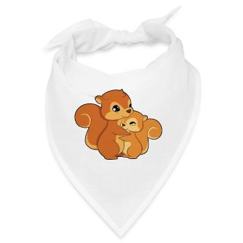 Eichhörnchen Familie Umarmen - Bandana - Weiß - Vorne