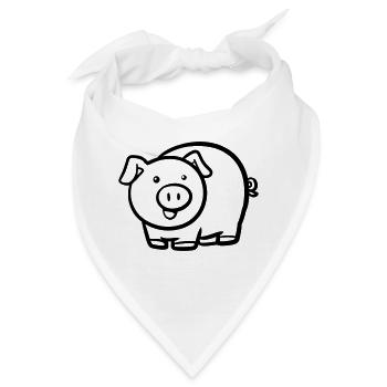 Schweinchen / Schwein - Bandana - Weiß - Vorne
