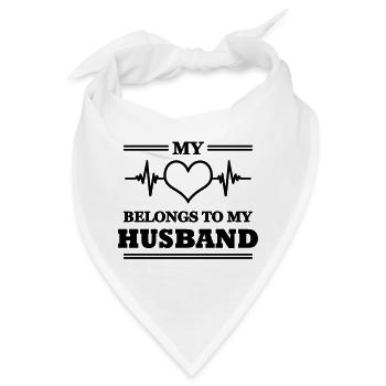 My heart belongs to my husband - Bandana - Weiß - Vorne