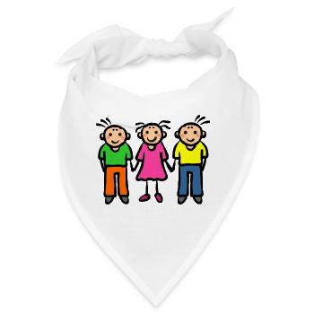 Eltern Vater Mutter - Drei Kinder Geschwister - Bandana - Weiß - Vorne