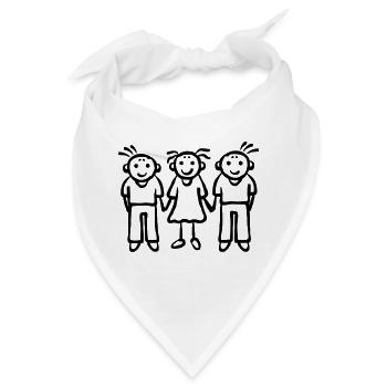 3 Kinder - Mädchen Junge Freunde Familie - Bandana - Weiß - Vorne