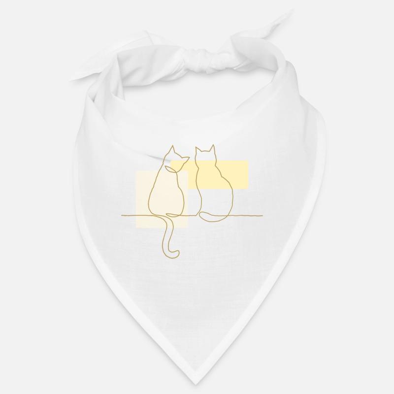 LinienKatzeMitFarbBlöcken - Bandana - Weiß