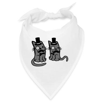 Herren 2 Katzen Freunde - Bandana - Weiß - Vorne