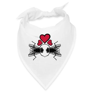 Verliebte Stubenfliegen Paar Herzen - Bandana - Weiß - Vorne