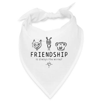 "Friendship is always the winner" schöner Spruch - Bandana - Weiß - Vorne