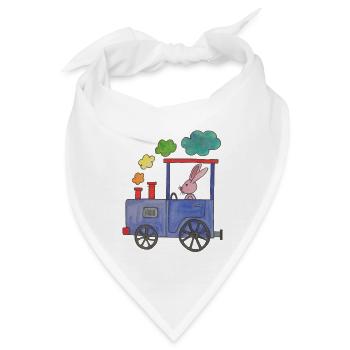bunter regenbogen Zug mit rosa Hase - Bandana - Weiß - Vorne