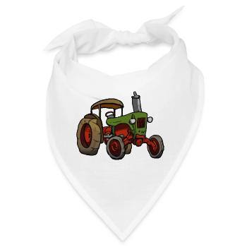 Alter Traktor Oldtimer Cartoon Geschenkidee - Bandana - Weiß - Vorne