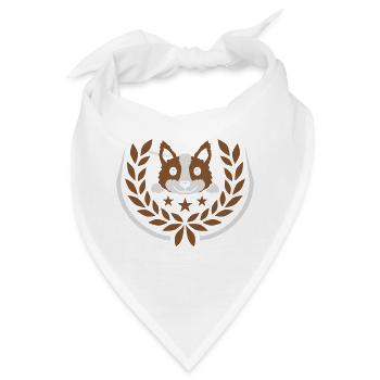 Emblem Lorbeerkranz Hund Design - Bandana - Weiß - Vorne