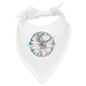 Frieden Taube Welt Planet Blume Zeichnung - Bandana - Weiß - Vorne