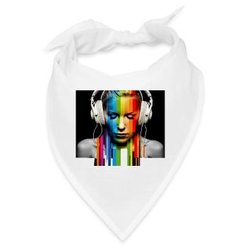 Rainbow Pulse: Kopfhörer-Porträt - Bandana - Weiß - Vorne