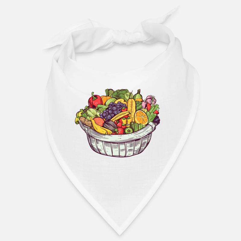 A basket filled with vegetables and fruit, transparent Bandana