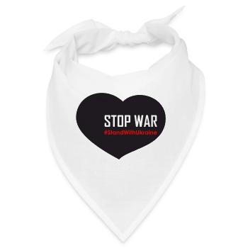 Schwarzes Herz - stopp den Krieg #StandWithUkraine - Bandana - Weiß - Vorne