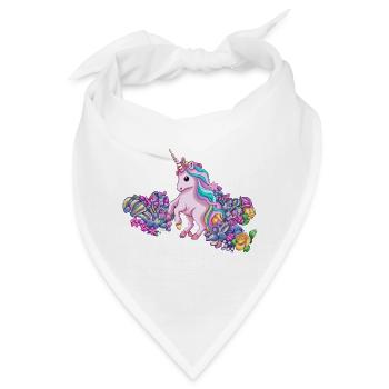 Liebenswürdiges Einhorn im Blumenfeld - Bandana - Weiß - Vorne