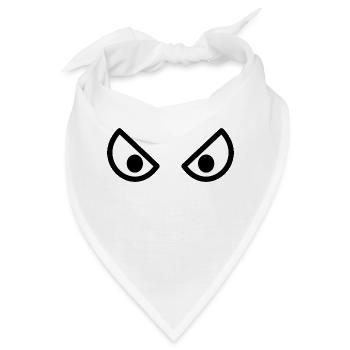 Heftige wütende Karikaturaugen - Digitale Zeichnung - Bandana - Weiß - Vorne