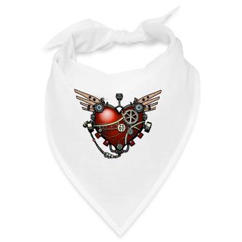 Steampunk Herz - Bandana - Weiß - Vorne