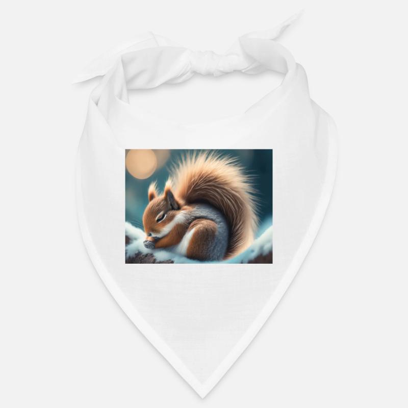 Niedliche Tiere im Winterschlaf – Eichhörnchen - Bandana - Weiß