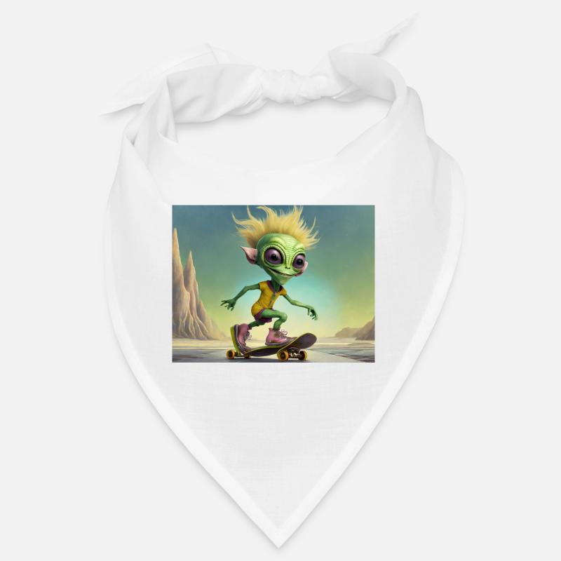 mignon petit vert rétro alien Planche à roulettes Bandana