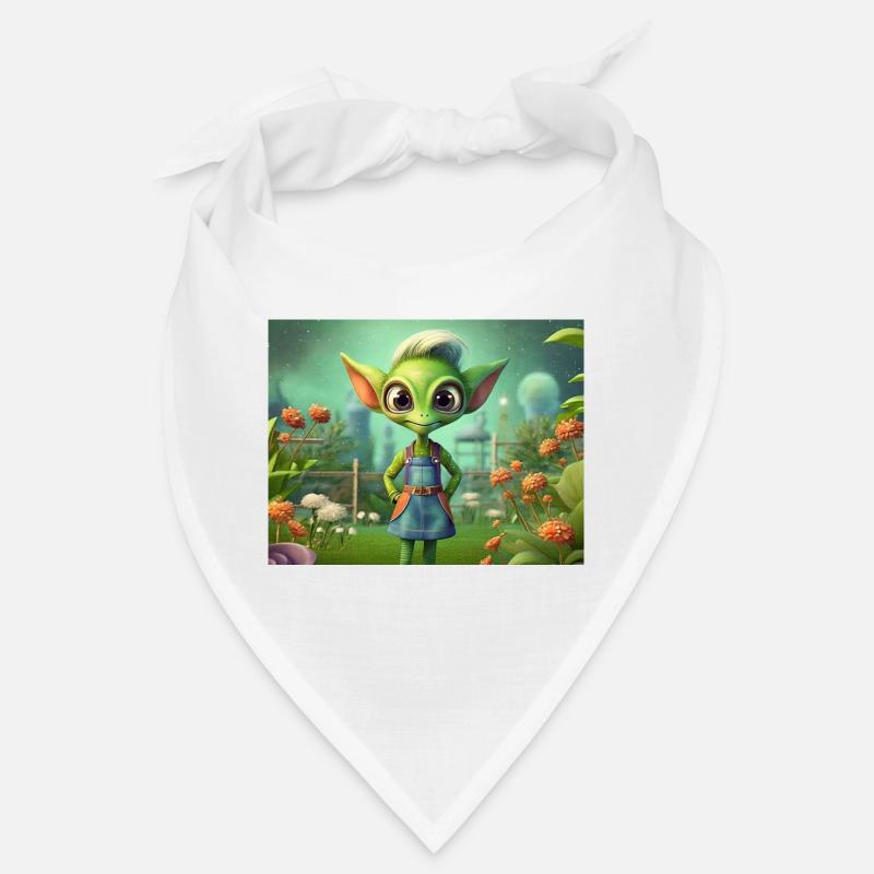 mignon petit vert rétro extraterrestre jardin de travail Bandana