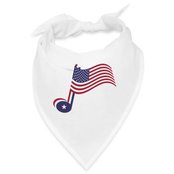Country-Musik-Note und Spangled-Banner - Bandana - Weiß - Vorne