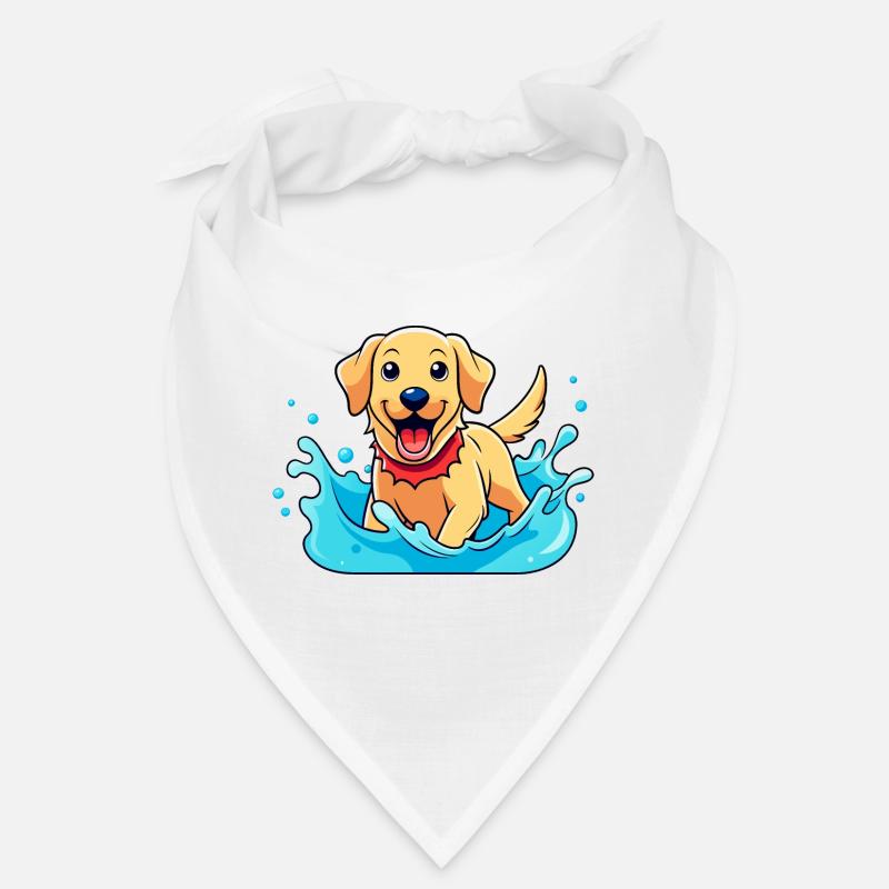 Joyeux Labrador Retriever éclaboussant dans l’Art de la piscine Bandana