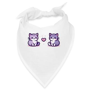 Katzen mit kleinem Herz - Bandana - Weiß - Vorne