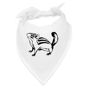 Umrissenes süßes Streifenhörnchen - Bandana - Weiß - Vorne