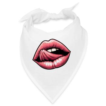 Sexy Pretty Lips & Tongue - Sinnlicher Charme - Bandana - Weiß - Vorne